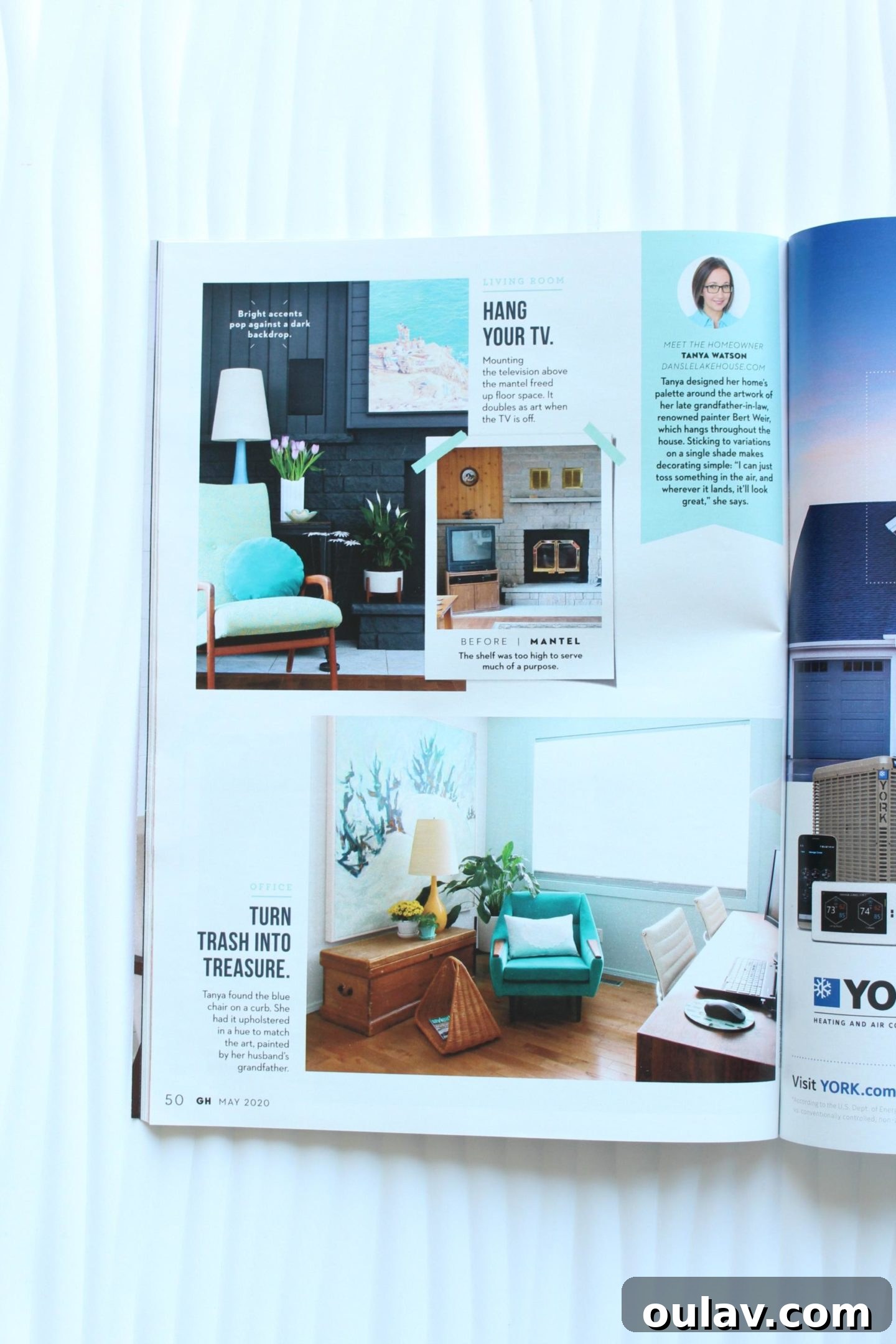 Good Housekeeping Showcases The Lakehouse 8 Home office corner with unique 'garbage chair' feature