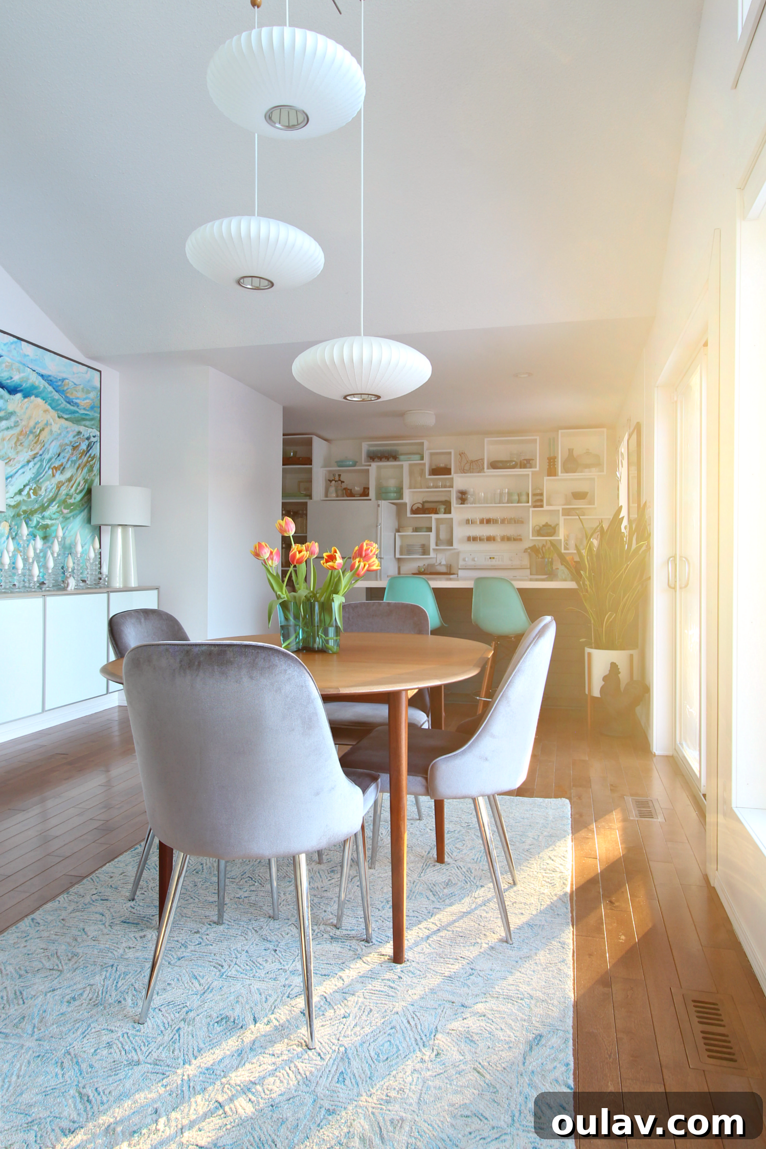 A Summer Dream Inside Our Lake House Oasis 13 Warm Sunset Glow in Lakehouse Living Area
