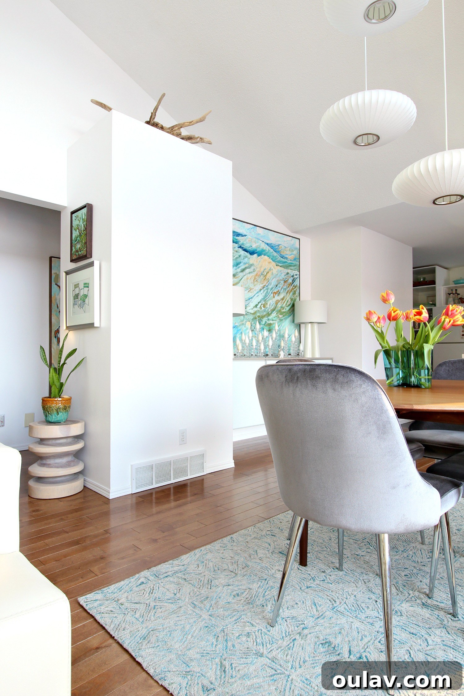A Summer Dream Inside Our Lake House Oasis 14 Driftwood Stool in Lakehouse Living Room