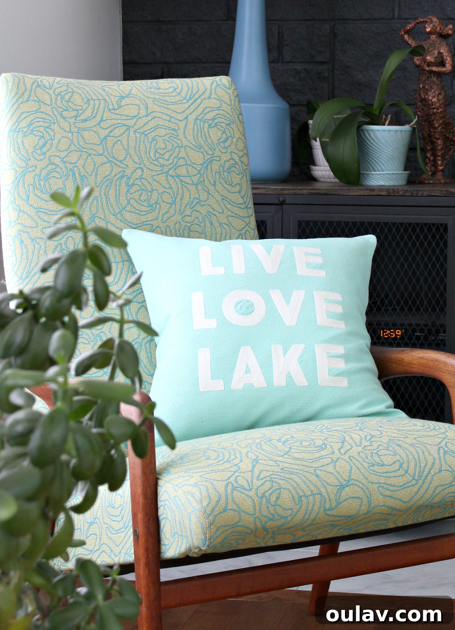 A Summer Dream Inside Our Lake House Oasis 16 Living Room with LIVE LOVE LAKE Pillow and Lilacs