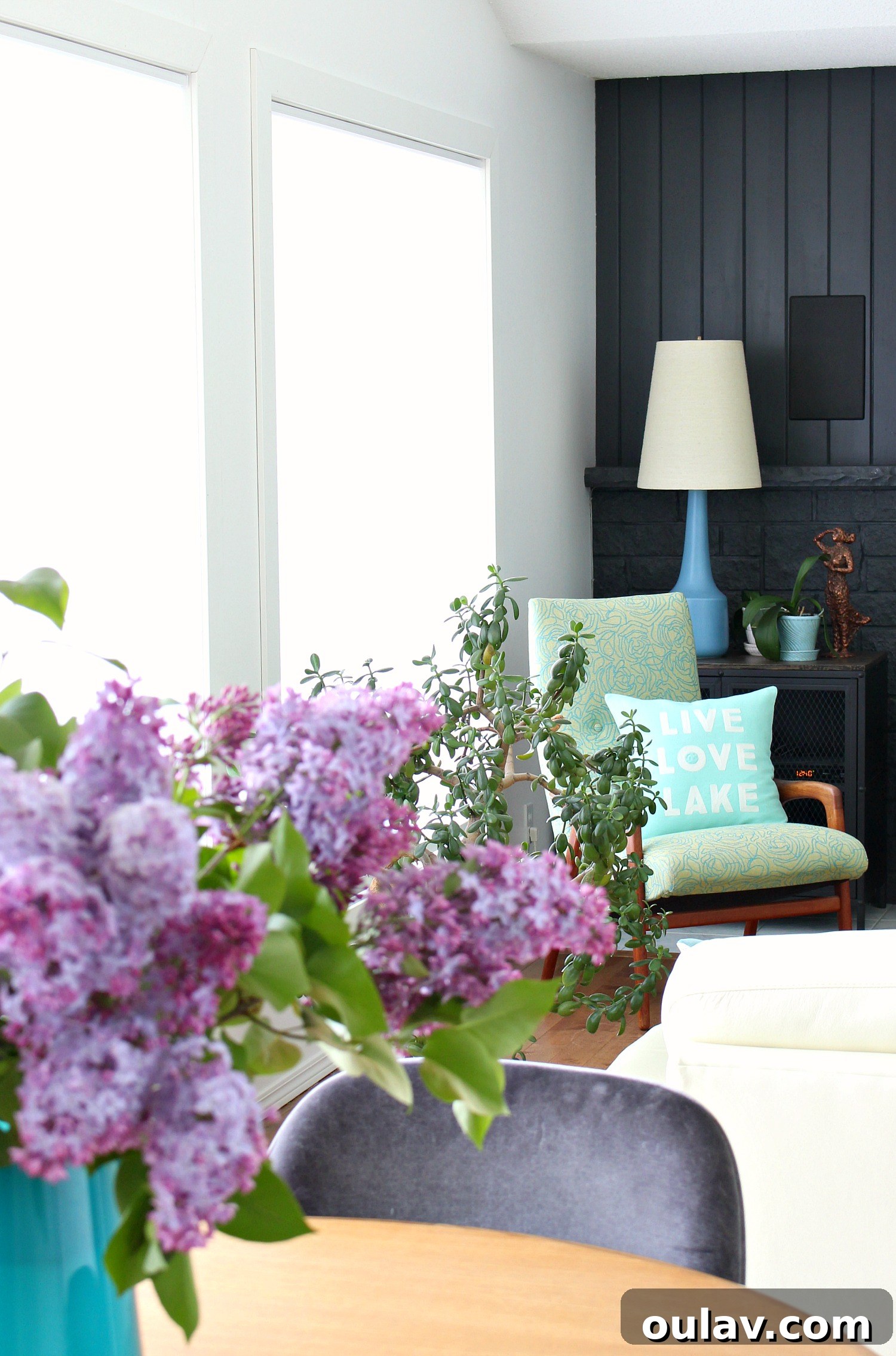 A Summer Dream Inside Our Lake House Oasis 20 Lakehouse Kitchen Corner with Lilacs and Natural Light