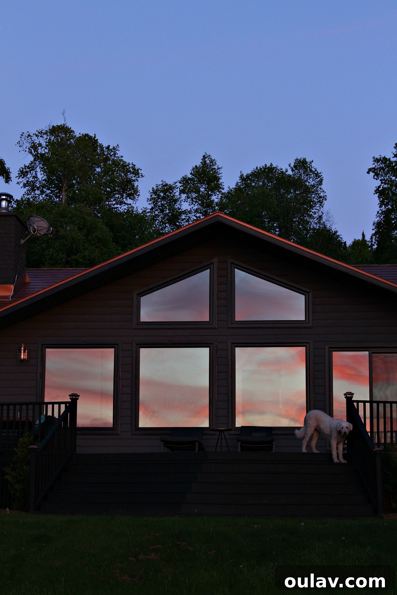 A Summer Dream Inside Our Lake House Oasis 40 Dramatic Sunset Reflection on Lakehouse Facade