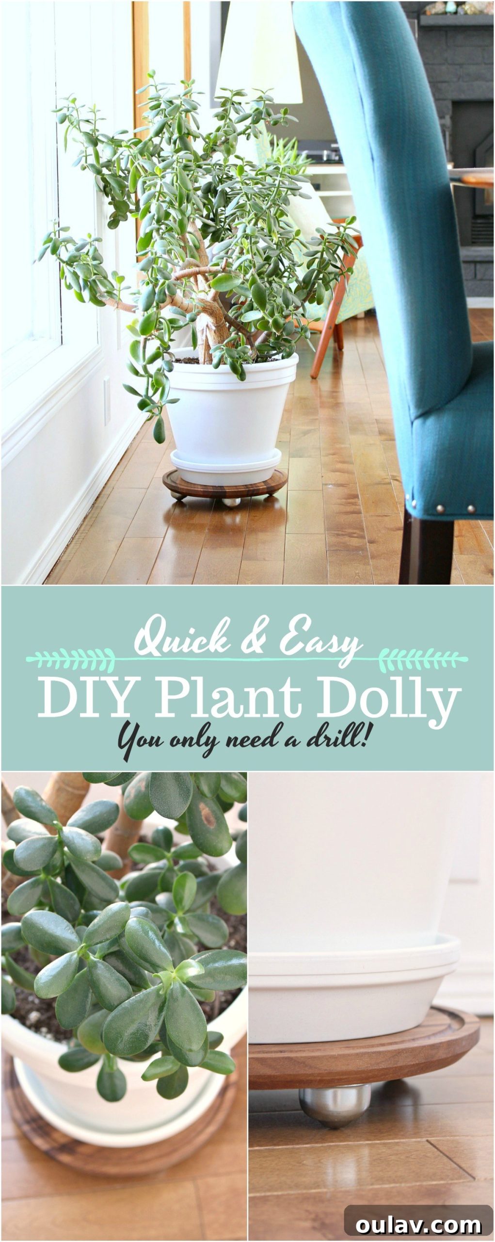 Easy DIY Wooden Rolling Plant Cart 9 DIY plant dolly tutorial - vertical pin image