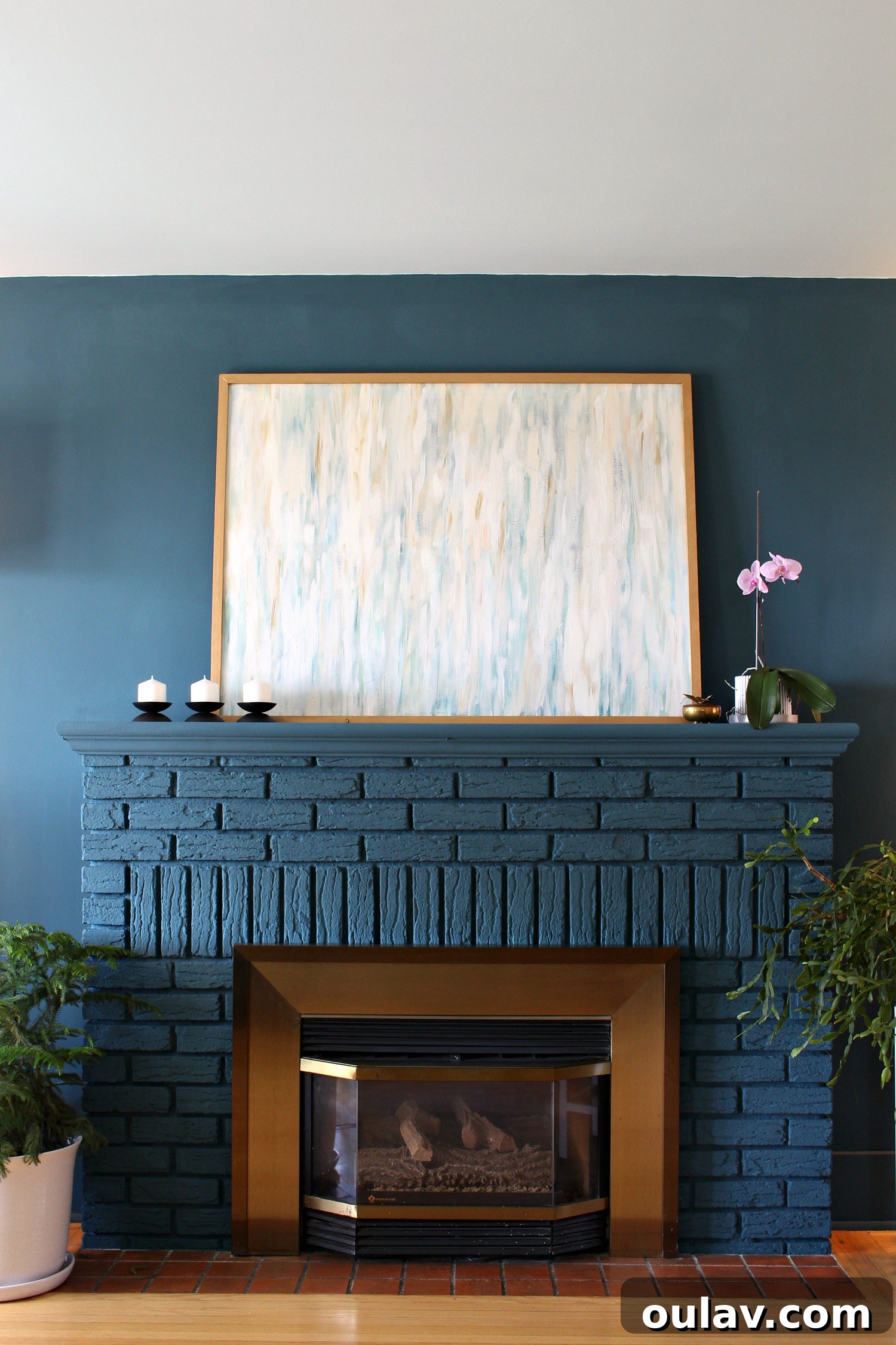 Grey Blue Painted Fireplace