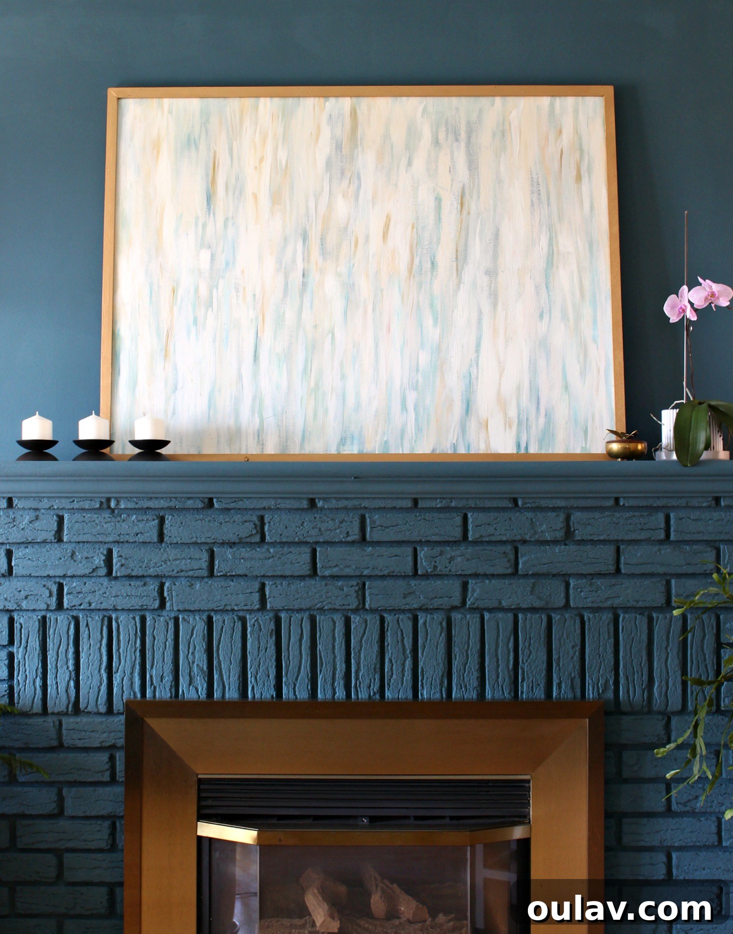 Blue Brick Fireplace DIY